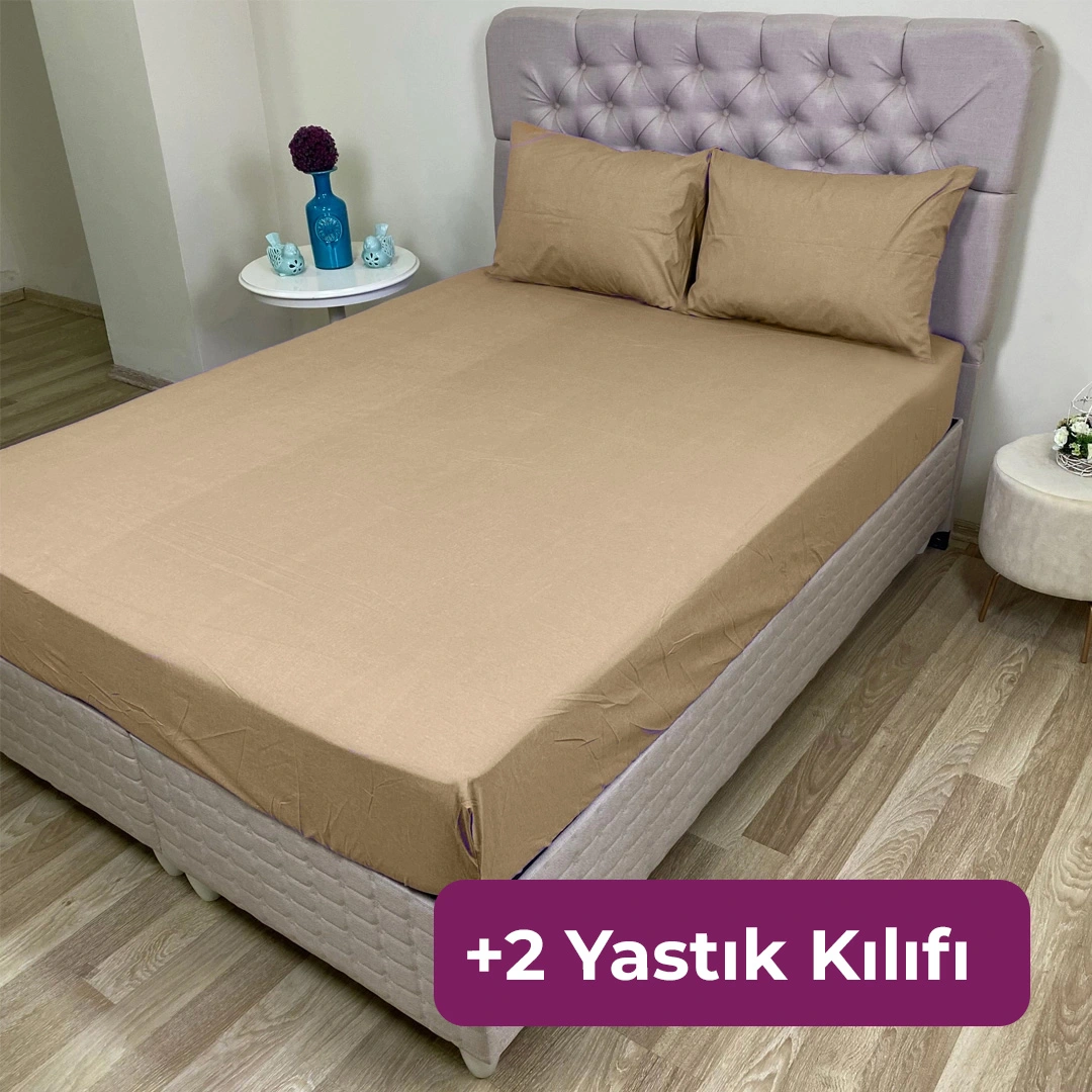 Eko Serisi Pamuklu Lastikli Çarşaf (Yastıklı Set)